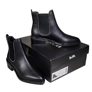Coach Black Bowery Leather Ankle Boots Womens Size 5.5 NEW